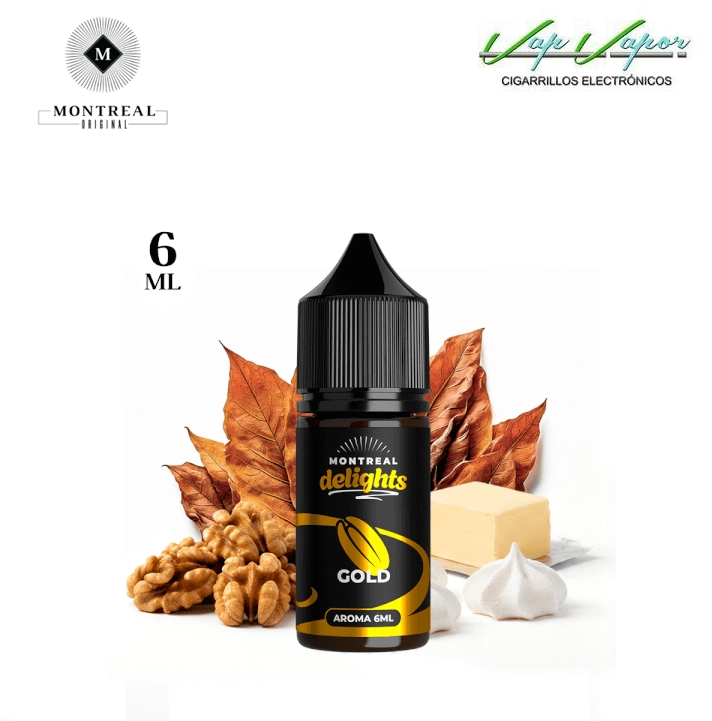 AROMA Montreal Delights GOLD 6ml (longfill botella 30ml) crema de mantequilla, nueces tostadas, merengue, tabaco