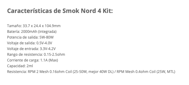 Nord 4 Kit Smok 2000mah 80W - Ítem4