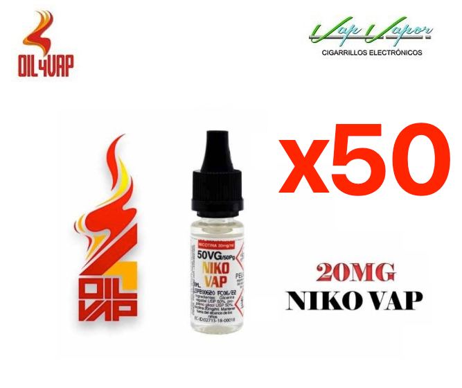 OFERTA!!! PACK OF 50 Nicokit Niko-Vap 10ml (20mg) 50PG/50VG Oil4Vap