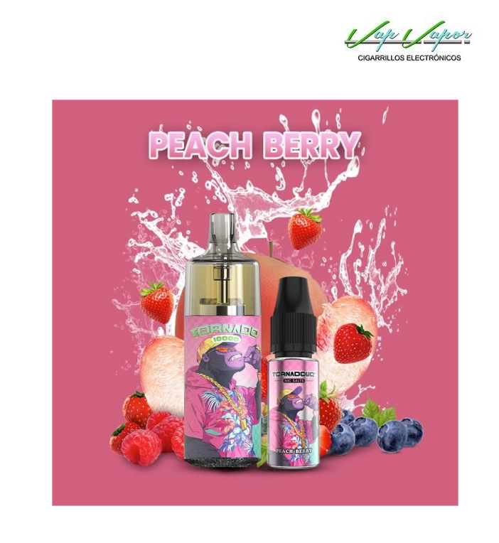 Pod Desechable Peach Berry 10.000CALADAS TORNADO vacío + Líquido regalo 10ml (10mg/20mg) TPD Europa