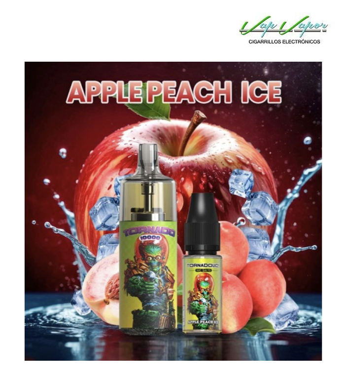 Pod Desechable Apple Peach ICE (Manzana, Melocotón, Frescor) 10.000CALADAS TORNADO vacío + Líquido regalo 10ml (10mg/20mg) TPD Europa