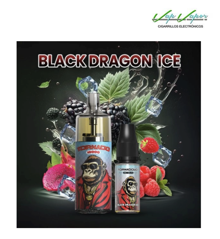 Pod Desechable Black Dragon ICE 10.000CALADAS TORNADO vacío + Líquido regalo 10ml (10mg/20mg) TPD Europa