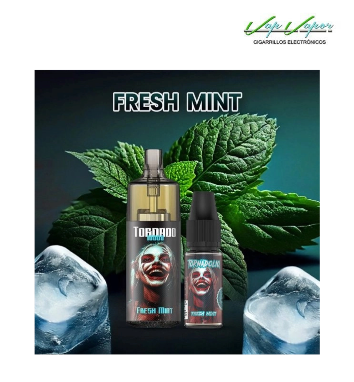 Pod Desechable Fresh Mint 10.000CALADAS TORNADO vacío + Líquido regalo 10ml (10mg/20mg) TPD Europa