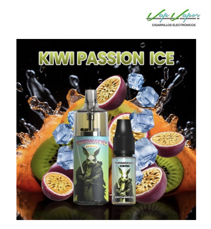 Pod Desechable Kiwi Passion ICE 10.000CALADAS TORNADO vacío + Líquido regalo 10ml (10mg/20mg) TPD Europa