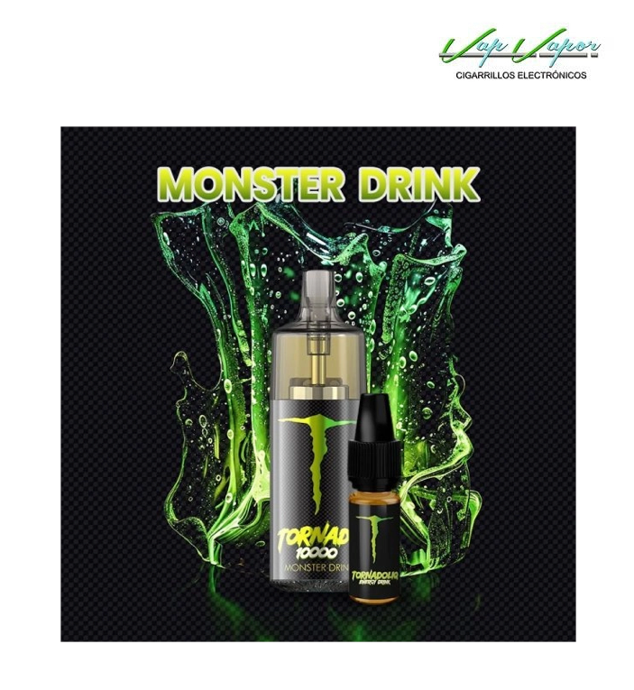 Pod Desechable Monster Drink 10.000CALADAS TORNADO vacío + Líquido regalo 10ml (10mg/20mg) TPD Europa