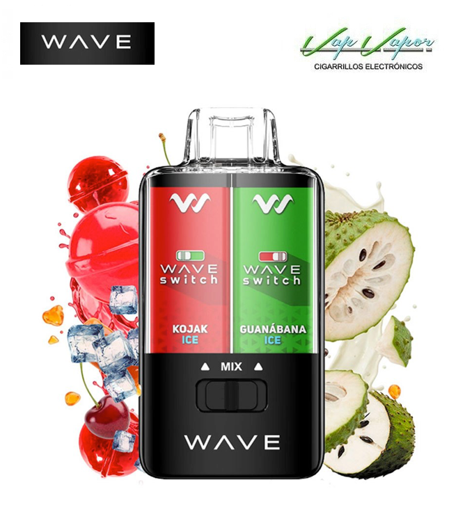Pod desechable MIX 3 sabores - Kojac ICE / Guanabana ICE o MEZCLA 40.000 caladas (0mg) 16ml - 750mah Bud Vape Wave Switch