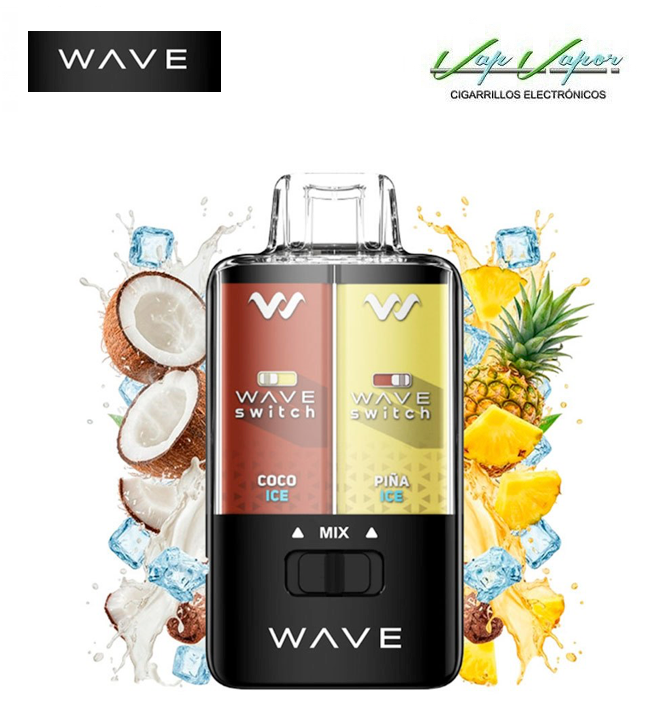 Pod desechable MIX 3 sabores - Piña ICE / Coco ICE o MEZCLA 40.000 caladas (0mg) 16ml - 750mah Bud Vape Wave Switch