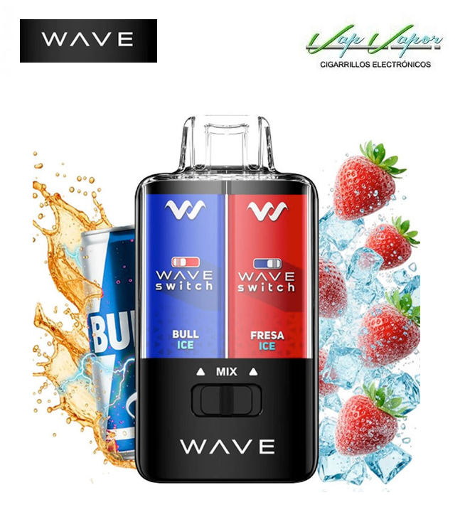 Pod desechable MIX 3 sabores - Bull ICE / Fresa ICE o MEZCLA 40.000 caladas (0mg) 16ml - 750mah Bud Vape Wave Switch