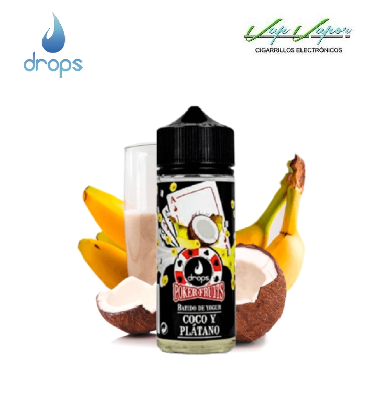 AROMA DROPS Poker Fruits 16ml Longfill (en botella de 120ml) (coco, plátano, yogur) - Ítem1