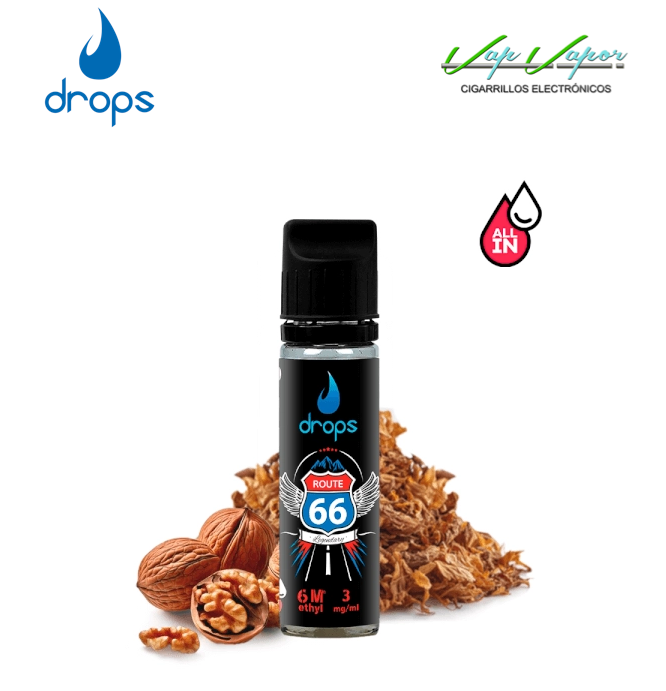 AROMA DROPS All in Route 66 10ml (para hacer 60ml) con nicotina de 3mg/10mg/20mg 