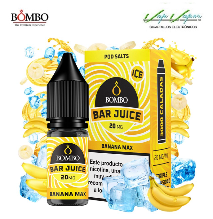 SALES Banana Max ICE Bar Juice by Bombo 10ml (0mg/5mg/10mg/20mg) Plátano dulce, cremoso, refrescante.