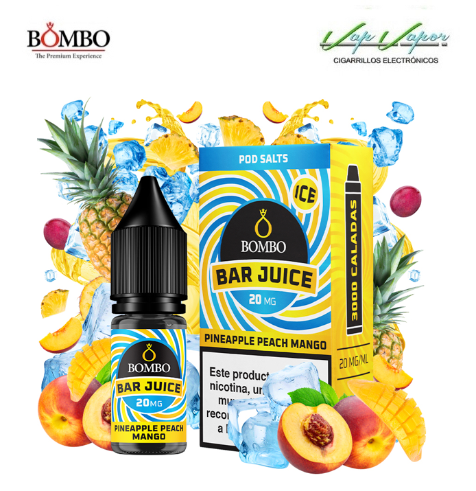 SALTS Pineapple, Peach, Mango ICE Bar Juice by Bombo 10ml (0mg/5mg/10mg/20mg)