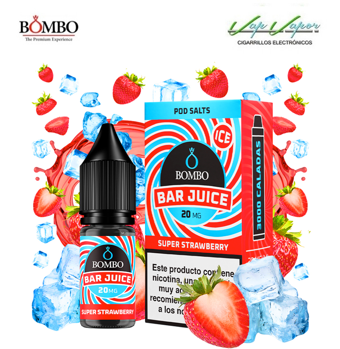 SALES Super Strawberry ICE Bar Juice by Bombo 10ml (0mg/5mg/10mg/20mg) Super Fresa + Frescor 