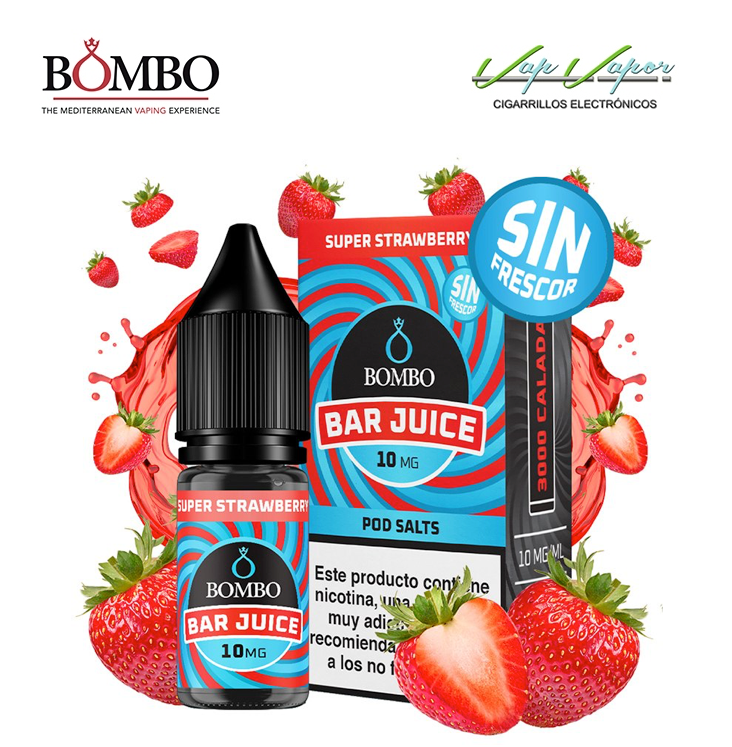 SALTS Super Strawberry WITHOUT ICE Bar Juice by Bombo 10ml (10mg/15mg/20mg)