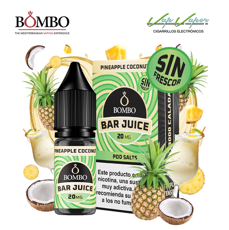 SALES Pineapple Coconut SIN FRESCOR Bar Juice by Bombo 10ml (10mg/15mg/20mg) Piña Coco sin Frescor