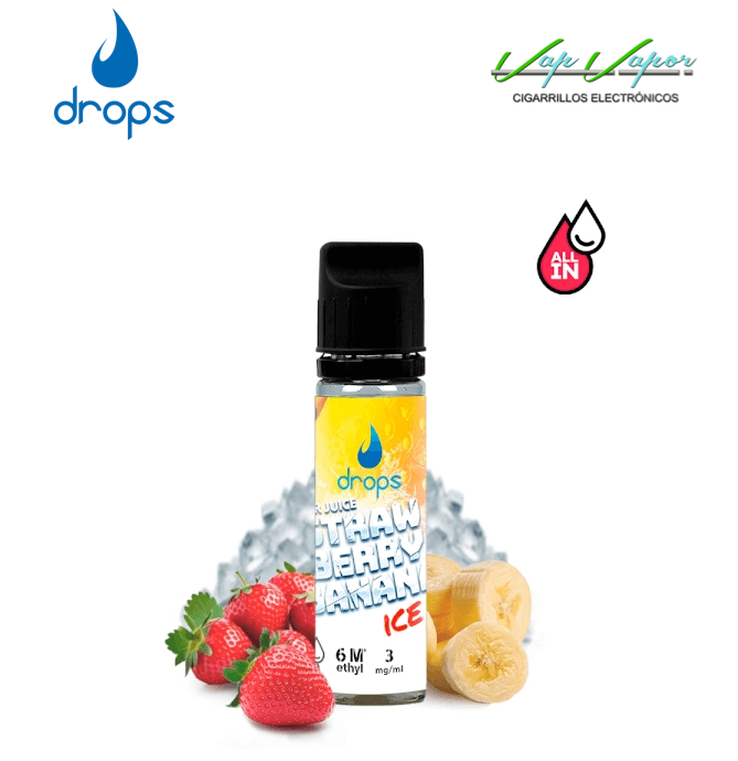 AROMA DROPS All in Strawberry Banana ICE 10ml (para hacer 60ml) con nicotina de 3mg/10mg/20mg Bar Juice