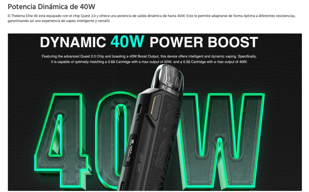 Thelema Elite 40W 1400mah Pod Lost Vape - Ítem3