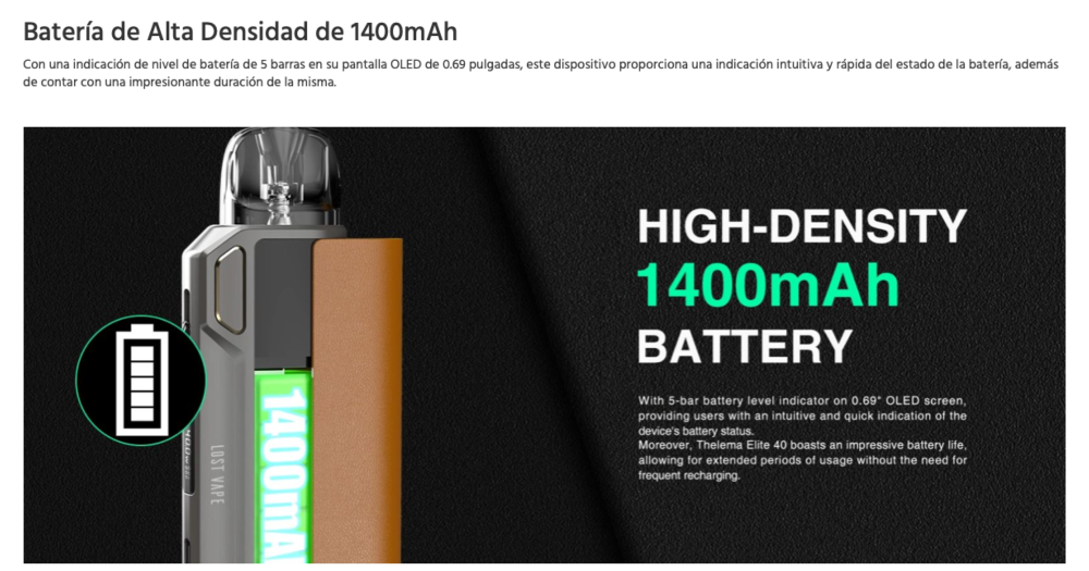 Thelema Elite 40W 1400mah Pod Lost Vape - Ítem7