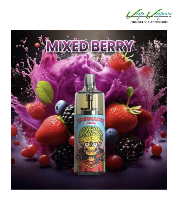 Pod Desechable MIXED BERRY 10.000CALADAS TORNADO vacío + Líquido regalo 10ml (10mg/20mg) TPD Europa