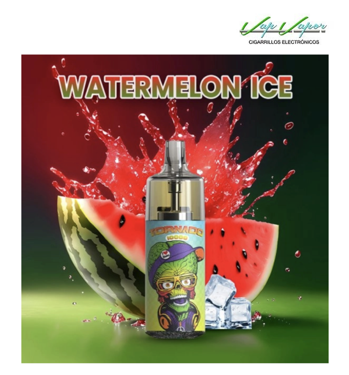 Pod Desechable WATERMELON ICE 10.000CALADAS TORNADO vacío + Líquido regalo 10ml (10mg/20mg) TPD Europa