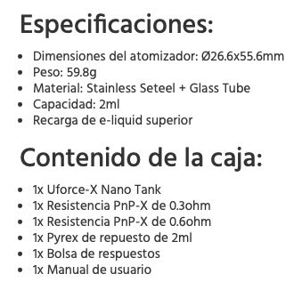 Uforce X NANO Tank 2ml Voopoo (pnp-x) - Ítem7