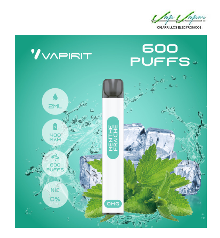 OFERTA!!! Pod Desechable MENTA FRESCA (menthe fraiche) (0mg) 600CALADAS 2ml 400mah Vapirit