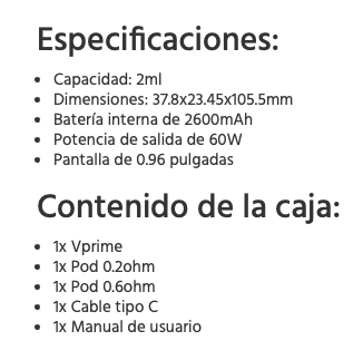 VPrime 2600mah 60W Oxva 2ml - Item10