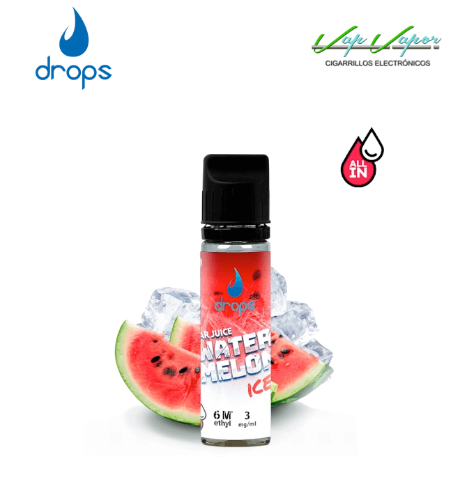 AROMA DROPS All in Watermelon ICE 10ml (para hacer 60ml) con nicotina de 3mg/10mg/20mg Bar Juice 