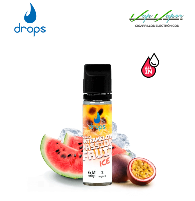 AROMA DROPS All in Watermelon Passion Fruit ICE 10ml (para hacer 60ml) con nicotina de 3mg/10mg/20mg Bar Juice