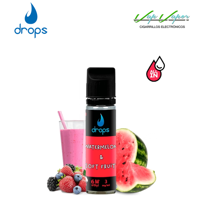 AROMA DROPS All in Watermelon and Soft Fruit 10ml (para hacer 60ml) con nicotina de 3mg/10mg/20mg 