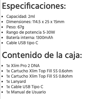 Xlim PRO 2 DNA 1300mah 30W Oxva 2ml - Ítem12