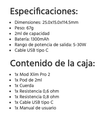 Xlim PRO 2 1300mah 30W Oxva 2ml - Ítem9