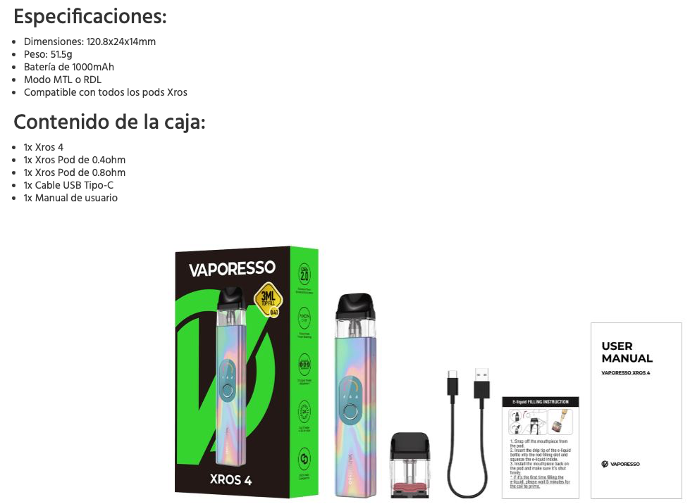 Pod XROS 4 Vaporesso 1000mah 2ml - Item8