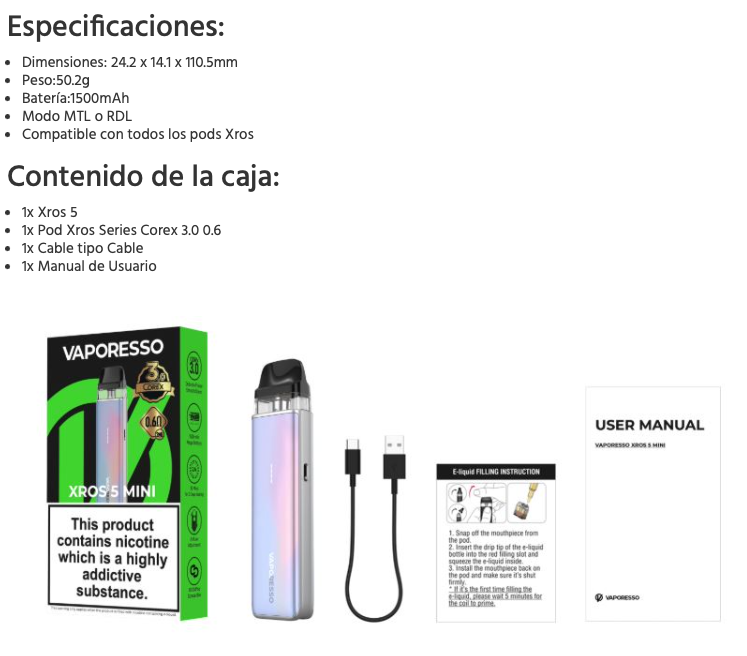Pod XROS 5 Mini 1500mah Vaporesso - Ítem7