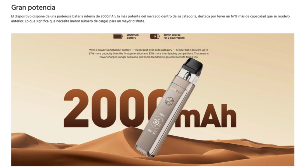 XROS PRO 2 Vaporesso 2000mah 2ml 30W - Ítem4