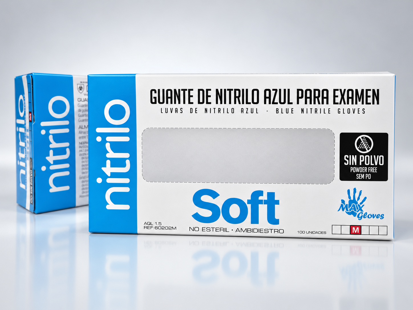 Guante de nitrilo extra sin polvo talla M color lila caja 100 unidades médico veterinario
