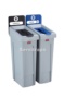 Kit de estación de reciclaje Slim Jim de 2 contenedores con tapa abierta y de papel