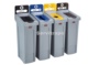 Kit d'estació de reciclatge Slim Jim de 4 contenidors amb tapes de reciclatge obertes tancades i mixtes
