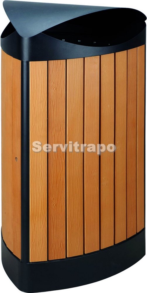 Papelera Angle 120L para exteriores madera