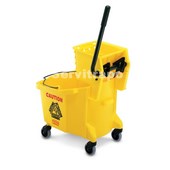 Cubo con prensa lateral y escurridor WaveBrake® 33,1 litros amarillo