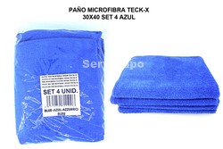 PAÑO MICROFIBRA MULTIUSOS TECK-X PACK 4 AZUL 300GR (TERRY)