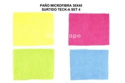 PAÑO MICROFIBRA MULTIUSOS TECK-A PACK 4 COLORES SURTIDOS 300GR (TERRY)