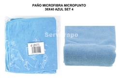 PAÑO MICROFIBRA MICROPUNTO PACK-4 AZUL (RIZO)
