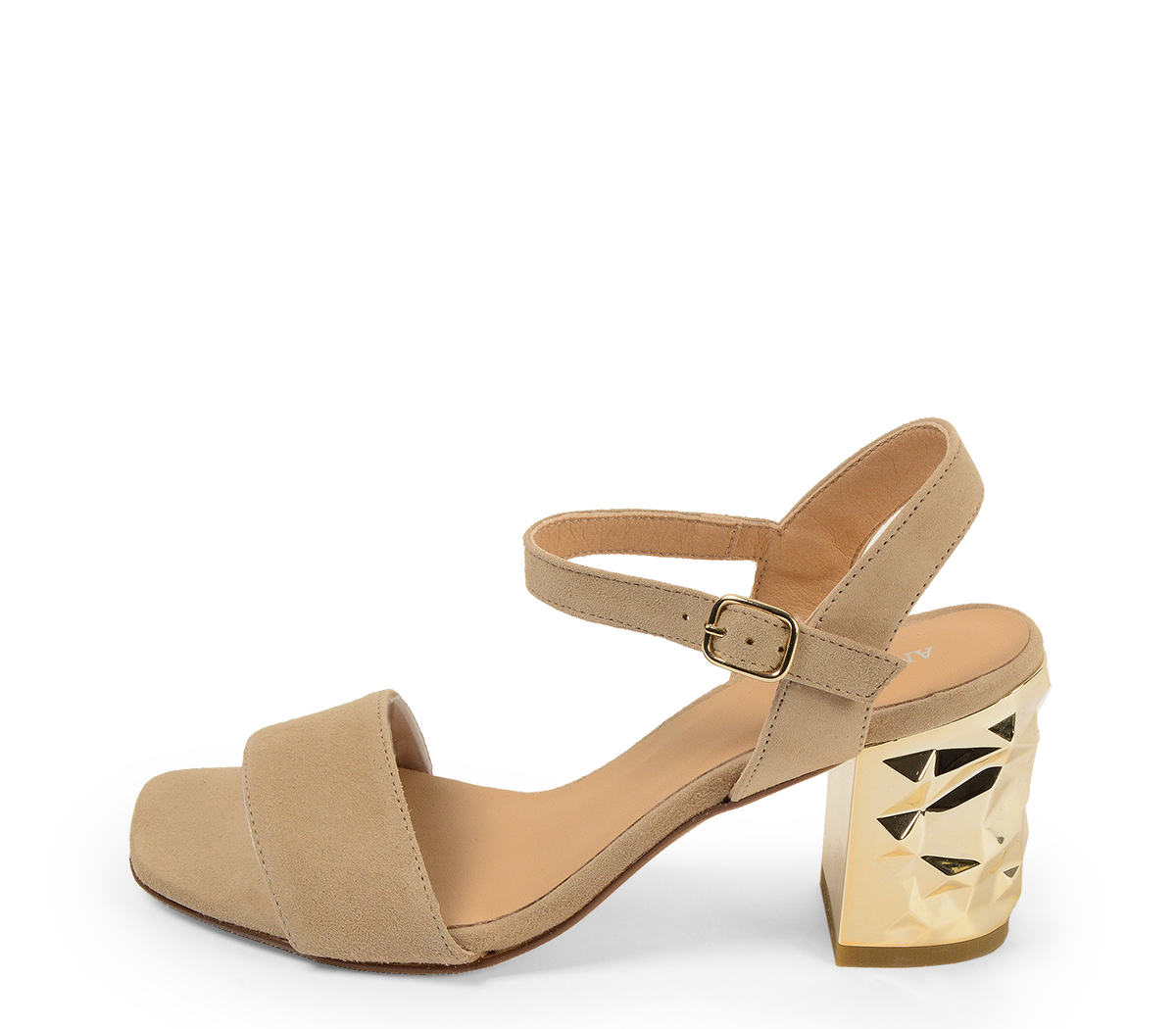 TobilloHebilla DoradaTacón Al 8 Beige Sandalia CmSin Metalizado Y Plataforma Delantera Ante Pala Con Ref4266 De Pulsera 6b7yfg