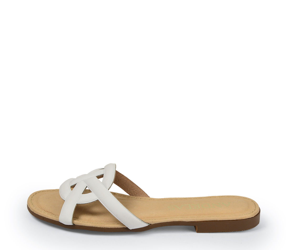 Ref. 5099 Sandalia piel blanca con pala. Plantilla de piel acolchada.