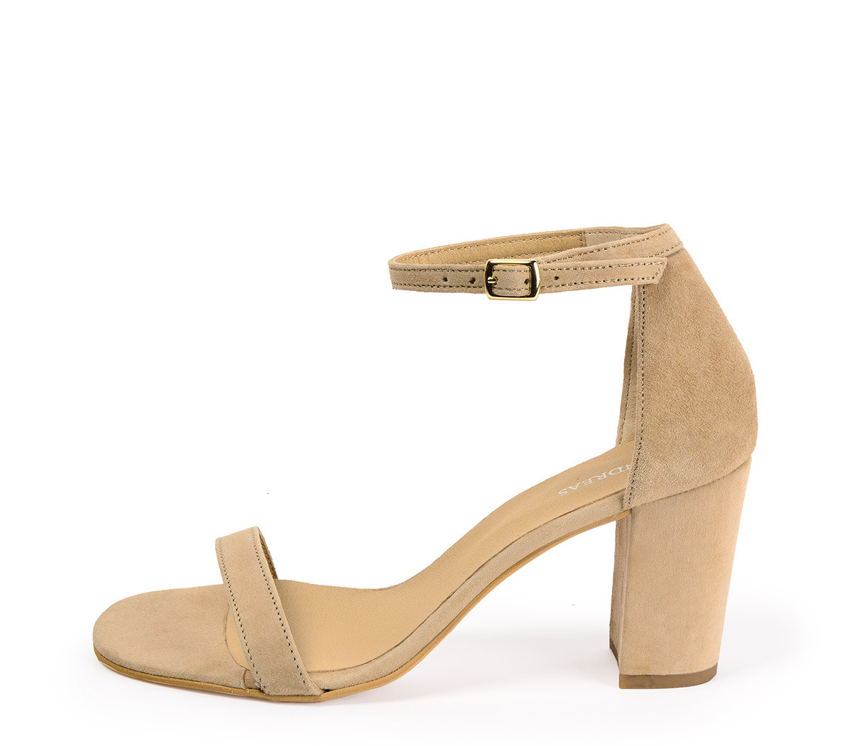 Ref. 5410 Sandalia ante beige con tira en la parte delantera y pulsera al  tobillo. Hebilla