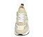 Ref. 6084 Sneaker serraje beige combinada con piel azul y tela beige. Cordones blancos. Plantilla anatomica extraible. Altura tacón 5 cm y plataforma delantera 2.5 cm. - Ítem2