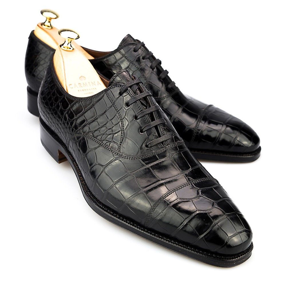 CAPTOE OXFORD IN BLACK ALLIGATOR | CARMINA