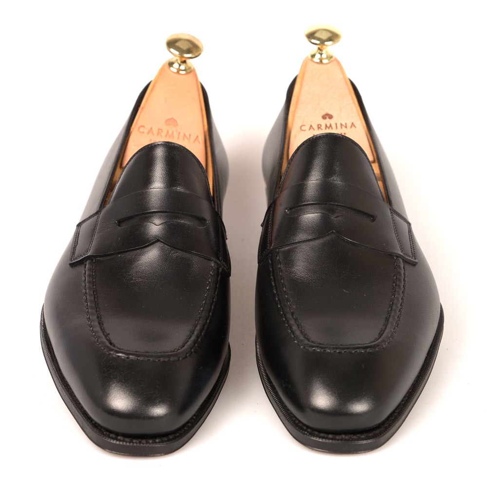 Black Calf Penny Dress Loafers | CARMINA Shoemaker