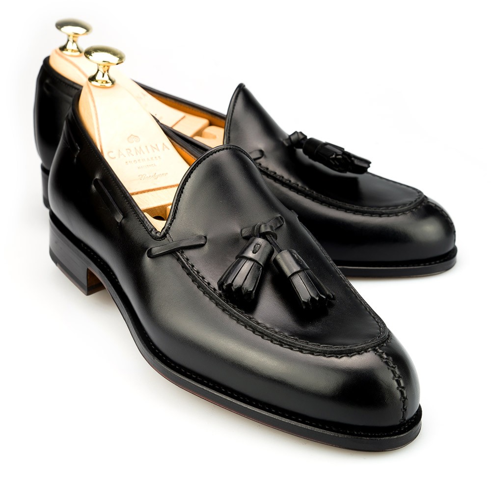 Tassel Black Calf Dress Loafers | CARMINA Shoemaker